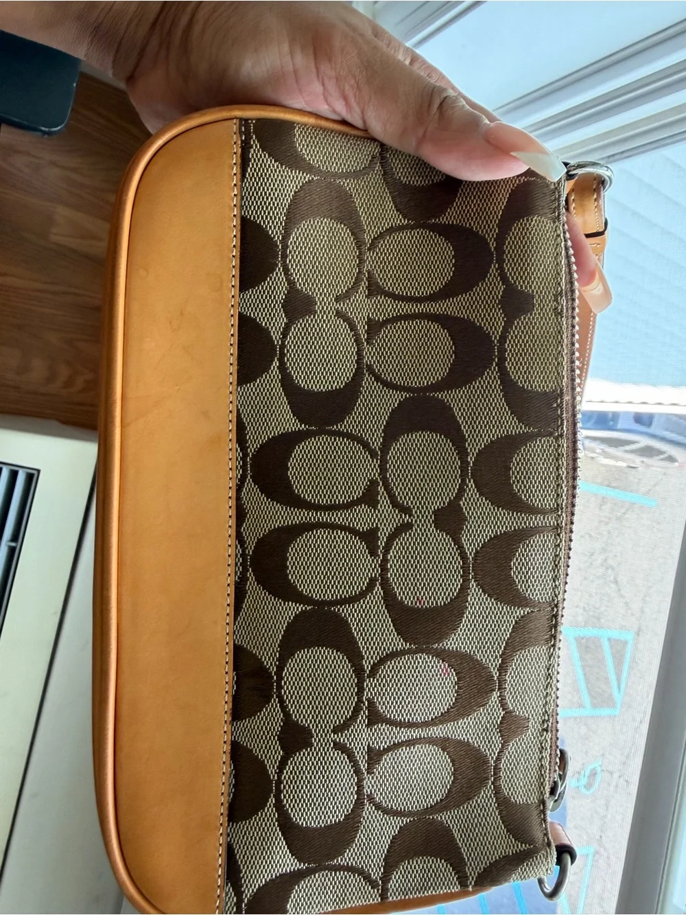 Vintage Y2K 2004 Coach 6094 Signature Jacquard Demi Shoulder Bag Tan